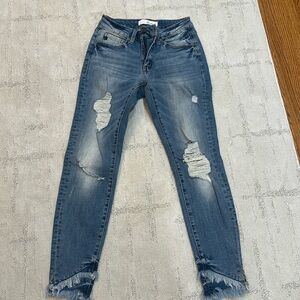 KanCan skinny jeans with fray bottom hem